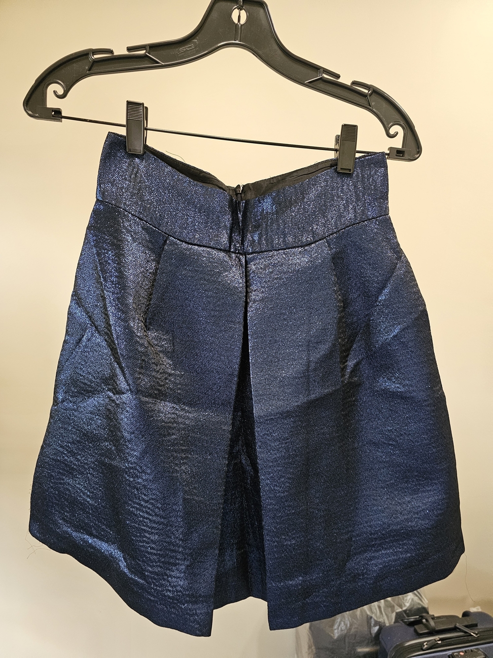 Zara Metallic Navy A-Line Skort